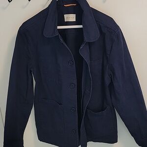 Men's Dark Blue Lightweight Button-Up Shirt Jacket